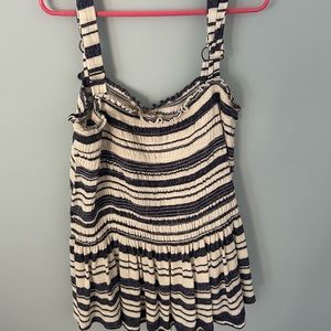 Blue and white striped tank top